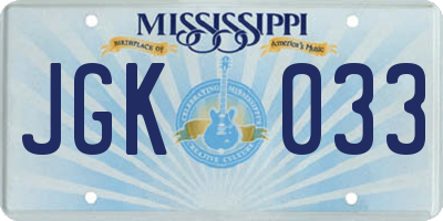 MS license plate JGK033