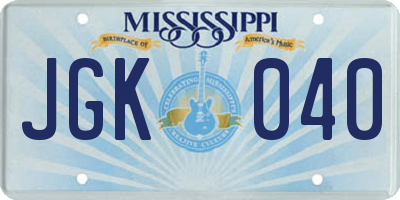 MS license plate JGK040
