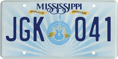 MS license plate JGK041