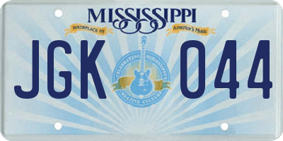 MS license plate JGK044