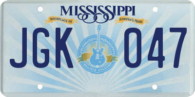 MS license plate JGK047