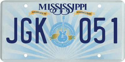 MS license plate JGK051