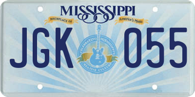 MS license plate JGK055