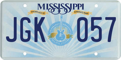 MS license plate JGK057