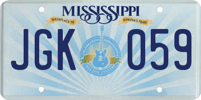 MS license plate JGK059
