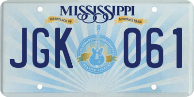 MS license plate JGK061