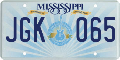MS license plate JGK065