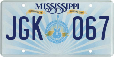 MS license plate JGK067