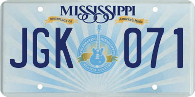 MS license plate JGK071