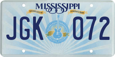 MS license plate JGK072