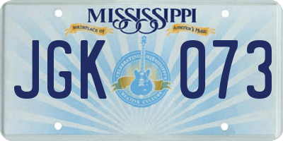 MS license plate JGK073