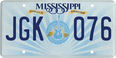 MS license plate JGK076