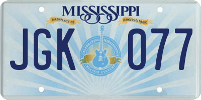 MS license plate JGK077
