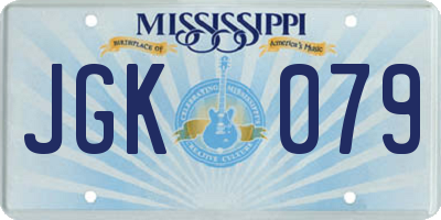 MS license plate JGK079