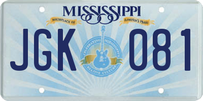 MS license plate JGK081