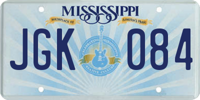 MS license plate JGK084
