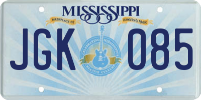 MS license plate JGK085