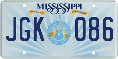 MS license plate JGK086