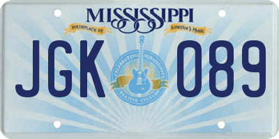 MS license plate JGK089