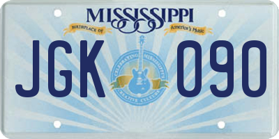MS license plate JGK090