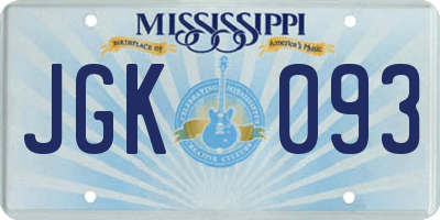 MS license plate JGK093