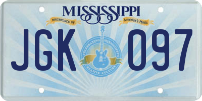 MS license plate JGK097