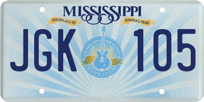 MS license plate JGK105