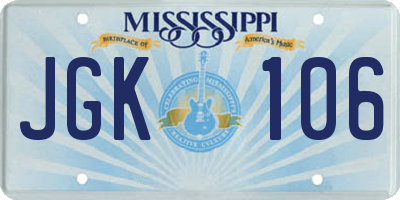 MS license plate JGK106