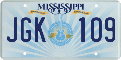 MS license plate JGK109