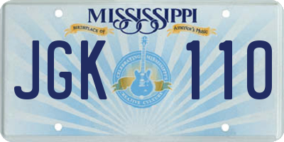 MS license plate JGK110
