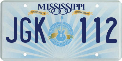 MS license plate JGK112