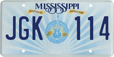 MS license plate JGK114