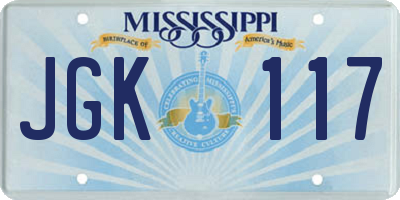 MS license plate JGK117