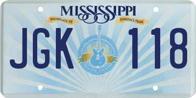 MS license plate JGK118