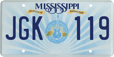 MS license plate JGK119