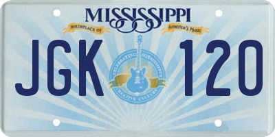 MS license plate JGK120