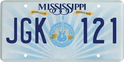MS license plate JGK121