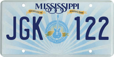 MS license plate JGK122