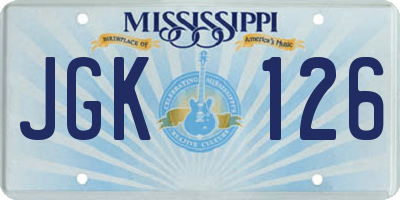MS license plate JGK126