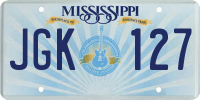 MS license plate JGK127