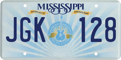 MS license plate JGK128
