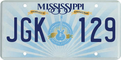 MS license plate JGK129
