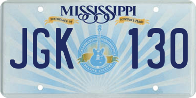 MS license plate JGK130