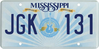 MS license plate JGK131