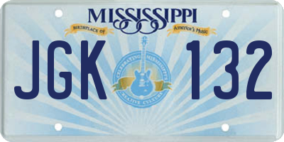 MS license plate JGK132