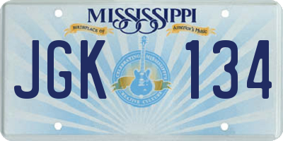 MS license plate JGK134