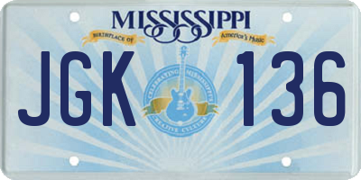 MS license plate JGK136