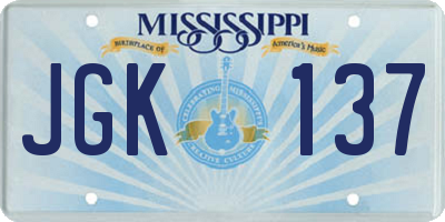 MS license plate JGK137