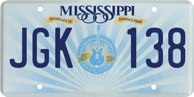 MS license plate JGK138