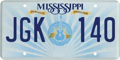 MS license plate JGK140